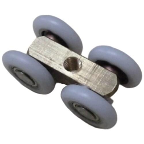 2PCS 21mm OD Sliding Door 4 Wheels Roller Home Bathroom Wardrobe Wood Door Copper Hanging Wheels For Furniture Hardware Wheel