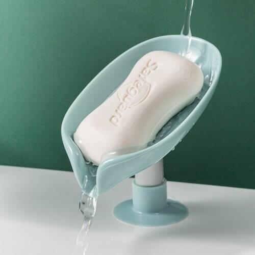 Bathroom Creative Leaf-Shaped Soap Box Perforated Free Suction Cup Drain Soap Rack Laundry Soap Holder