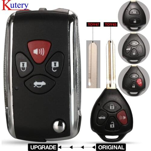 Kutery 2/3/4 Buttons Updated Flip Remote Key Case For Toyota Avlon Crown Corolla Camry RAV4 Reiz Yaris Prado Key Shell