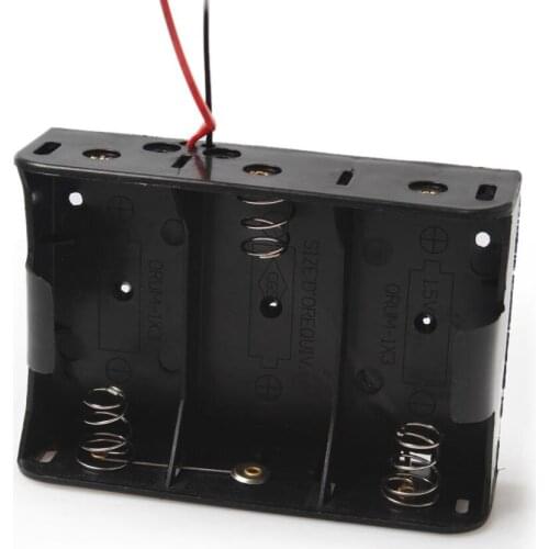 MasterFire 20pcs/lot New Black DIY Storage Box Holder Battery Case 3 Slots D Size 4.5V Batteries Holder Cell Cover with Wires