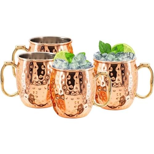 Multi-size Moscow Mule Copper Mugs 18 Ounces Hammered Copper Plated Moscow Mule Mug Beer Cup Coffee Cup Bar Drinkware Supplies