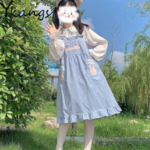 Cute Square Collar Pocket Ruffles Dress Harajuku Sleeveless Summer Fashion Sweet Bule Bow Vestidos Korean Style Loose Streetwear