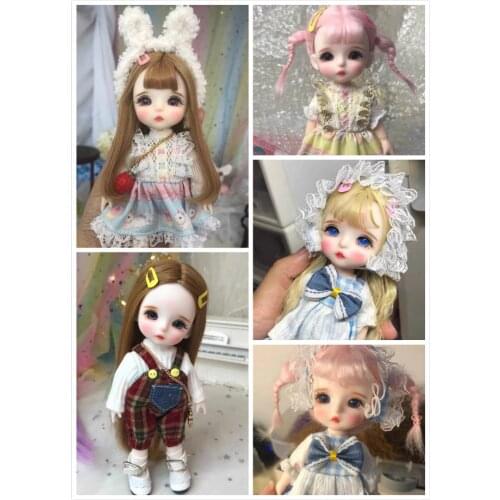 Mini BJD doll Plastic Jointed body doll with hand make up face 17cm dolls selling with clothes