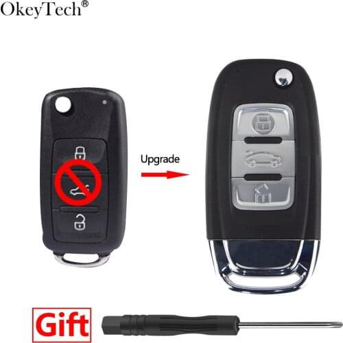 Okeytech Flip Modified Key Shell For Volkswagen Golf 7 Beetle T5 T4 Caddy Bora Mk4 Polo Passat B5 B6 3 Buttons
