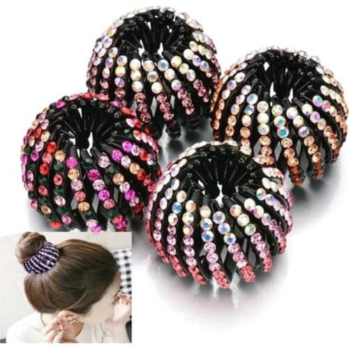Fashion Crystal Birds Nest Hair Clips Headwear Woman Hair Ponytail Holder 1PC Curler Roller Headwear Hair Device Girls 8 Colo