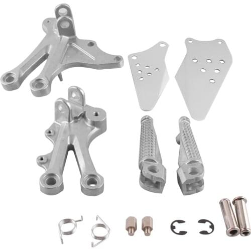 ZX-10R 2004 2005 Motorcycle Front Footrests Foot Pegs Brackets Assembly For Kawasaki ZX10R 04 05 Aluminum Alloy Silver 1Pair