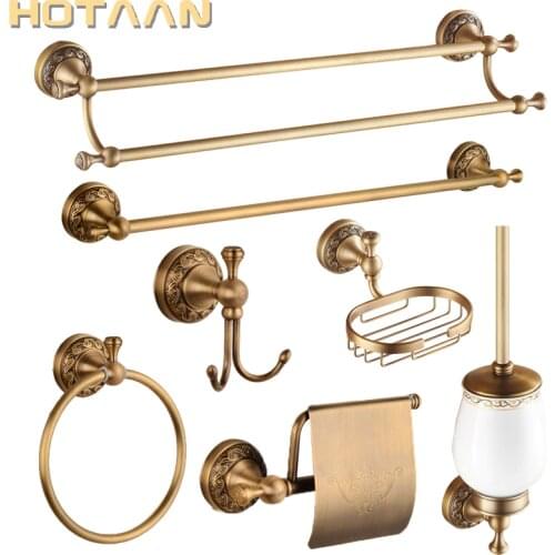 Free shipping Solid Brass Bathroom Accessories Set,Robe hook,Paper Holder,Towel Bar,Towel Ring,Bathroom Sets,HT-812600-T