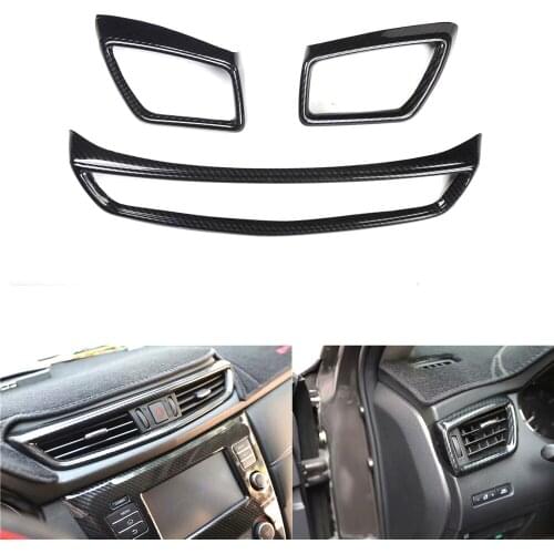 3pcs Car Dashboard Central Console Side Air Vent Frame Trim Stickers For Nissan X-TRAIL 2017-2020 Interior Auto Parts Styling