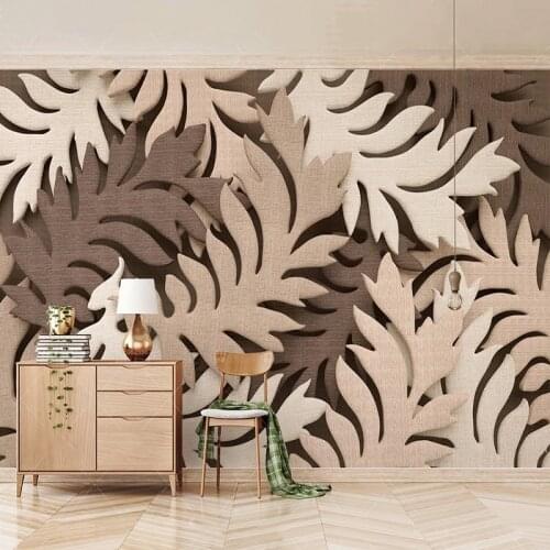 Custom Mural Wallpaper Modern Creative 3D Brown Leaf Fresco Living Room TV Sofa Bedroom Background Wall Decor Papel De Parede 3D