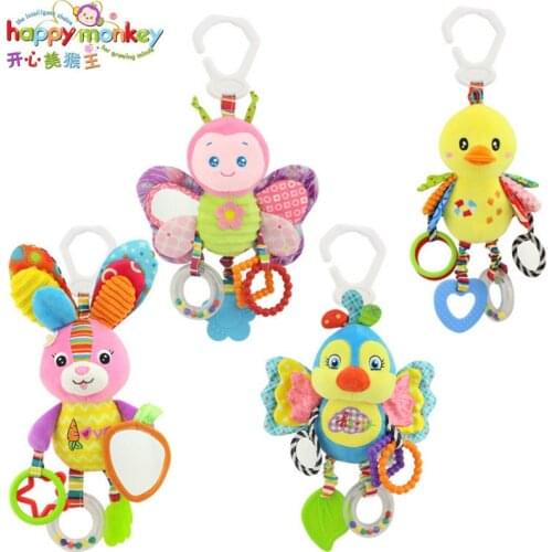 New Education Cute Crib Cot Pram Hanging Rattles For Baby Stroller&Car Seat Ringing Stuffed Plush Animals Baby Toy