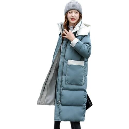 2021 New Winter Jacket Women Parkas Long Coat Hooded Thick Warm Cotton Padded Jacket Female Basic Coat Casual Parka Outwear