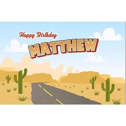 Custom road Birthday Desert Cactus Wild West Highway Clouds cactus backgrounds Computer print party photo backdrop