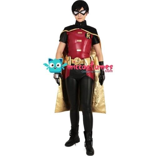 Robin Cosplay Costume Bodysuit with Cape Costume for Halloween Party with Eye Mask