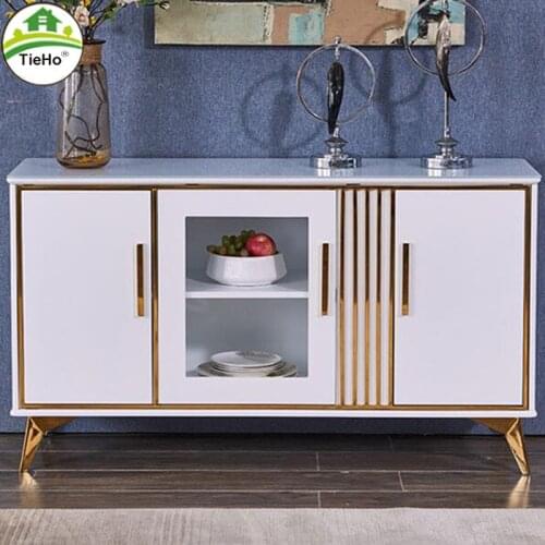 TieHo Luxury Sideboard Modern Design Kitchen Storage Cabinet Gold Stainless Steel Home Hotel Kitchen Furniture Black White