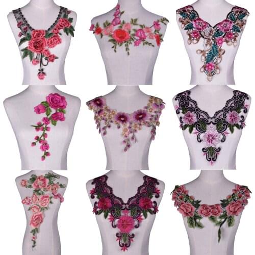 Pink Rose Flower Wave Embroidered Mesh Lace Trim Ribbon Fabric Sewing Craft For Costume Wedding Dress Decoration