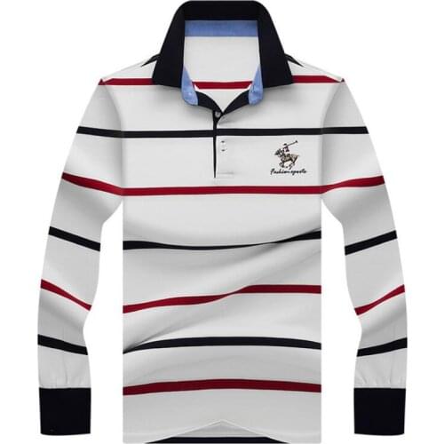Autumn winter new polo shirt High quality brand cotton mens polo shirt Long sleeve casual striped shirt polo men clothing