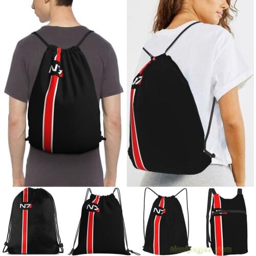 N7 Emblem Mass Effect Women Drawstring Sackpack Gym Bags Men Outdoor Travel Backpacks For Training Fitness Swimming Bag