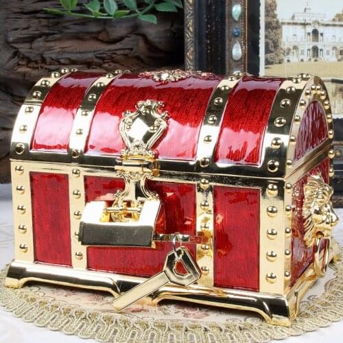Jewelry Box Retro Metal Craft with Lock Jewelry Box European Creative Pirate Jewelry Box Jewelry Receiving Gift Box
