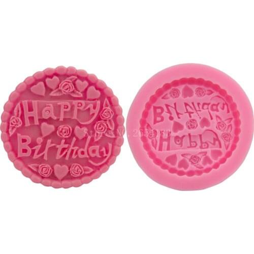Love Heart Happy Birthday Silicone Fondant Soap 3D Cake Mold Cupcake Jelly Candy Chocolate Decoration Baking Tool Moulds FQ1723