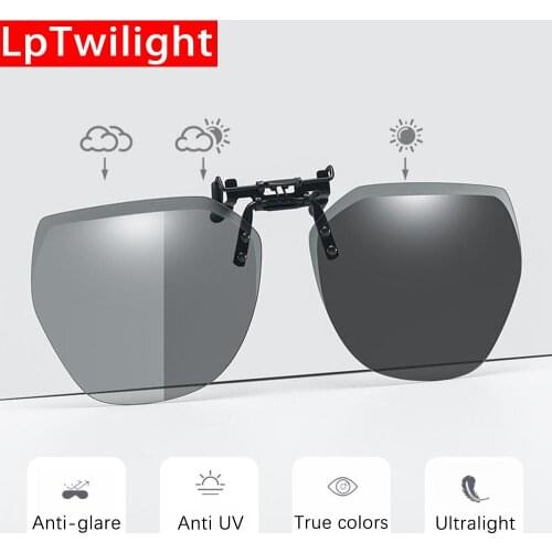 LpTwilight Glasses clip mens polarized light photochromic sunglasses brand design night vision goggles high quality glasses
