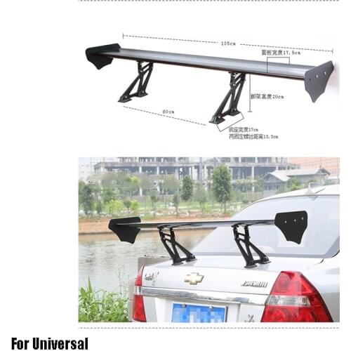 Soporte deslizante ajustable de 53,15 pulgadas alerón trasero de competición para maletero sin perforación alerón negro trasero