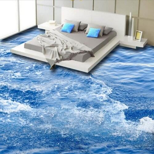 Modern Simple Sea Wave 3D Floor Tiles Murals Wallpaper Living Room Bathroom PVC Self Adhesive Waterproof Flooring Wall Paper 3 D