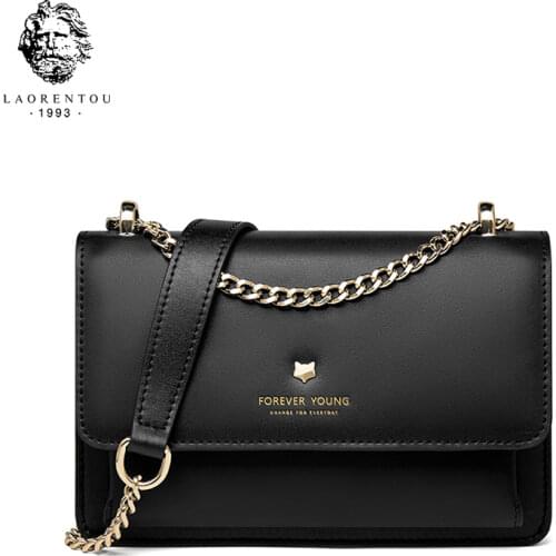 LAORENTOU Shoulder Crossbody Bags for Women Fashion Design Split Leather Messenger Bag Female Chain Purse Small Flap Cross Body