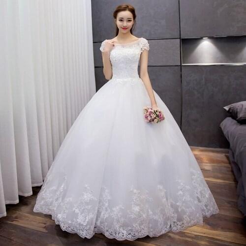 Bridal Beaded Sequin A Line Lace Wedding Dress 2020 Weeding Tulle Cap Sleeve Long Wedding Gown