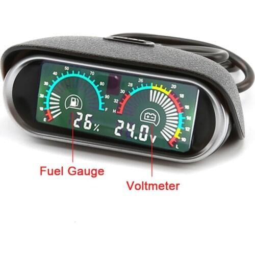 2 in 1 Universal Oil Fuel Gauge Meter Fuel Level Gauge Horizontal 12v/24v LCD Digital Car Truck Voltmeter gauges for toyota