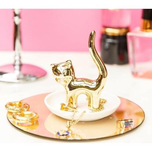 Gold Color Cat Shaped Jewelry Hanger Organizer Jewelry Display Earrings Necklace Model Storage Tray Decorative Ornaments Craft