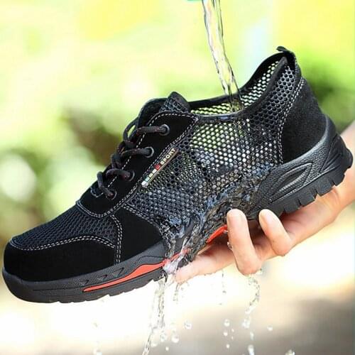 Steel toe safety Shoes Anti puncture Breathable Hollow Out Mesh summer shoes Safety Workplace anti Stab protection sneakers