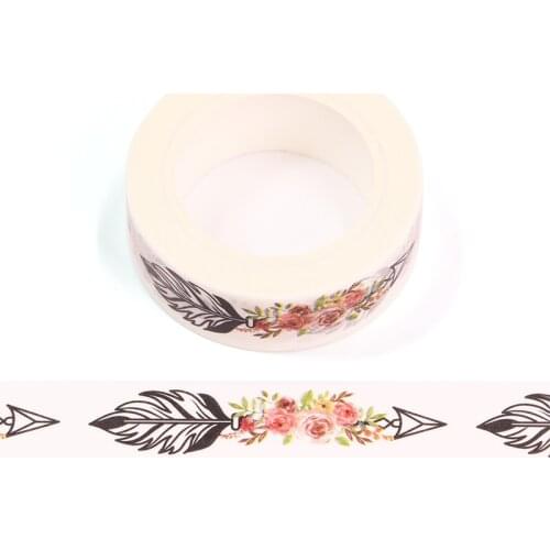 1PC 15MM*10M Valentine Love Arrow Follows Leaves Decorative Washi Tape DIY Scrapbooking Masking Tape School Office Supply