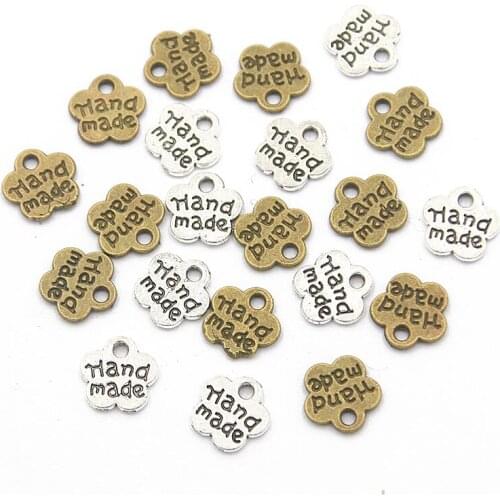 100PCS 8*8mm Two Color Two Letter Small Flower Pendant Metal Alloy Jewelry DIY Handmade Process Accessories