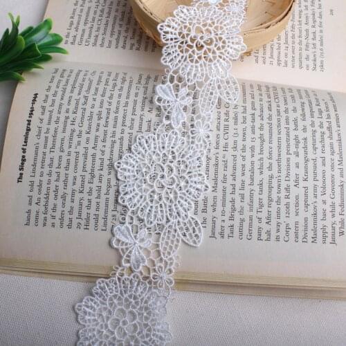 14yards Width 5.5cm black white Water soluble polyester lace trim fabric ribbons DIY dress clothing skirt edge accessories