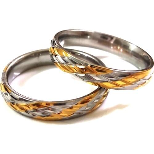 25pcs Grid Style New Design Mens Womens 4mm Comfort-Fit Fine Polish Smooth Stainless Steel Wedding Ring