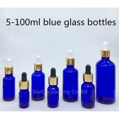 5ml, 10ml,15ml,20ml,30ML,50ml,100ml BLUE Glass Bottle With Dropper Essential Oil Bottle ,blue Perfume bottle 480pcs/lot