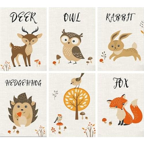 5D Diy Diamond Painting Cartoon Animal Fox Bunny Owl Kits Pictures Cross Stitch Full Square Round Embroidery Decoration