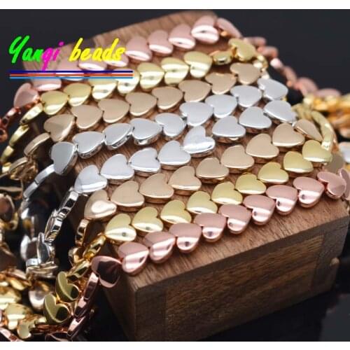 6/8mm Rose Gold Peach heart Natural Hematite Stone Spacer Loose Beads For Jewelry Making Diy bracelets Findings wholesale