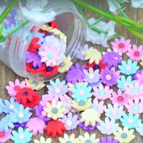 8mm 50PCS Resin Flatback Tiny Flowers For Nail Art Decoration Wedding Party Flower Decor DIY Card Making Flower Embellishments