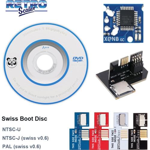 RetroScaler SD2SP2 Adapter + Swiss Boot Disc Mini DVD for Nintendo Gamecube NGC NTSC