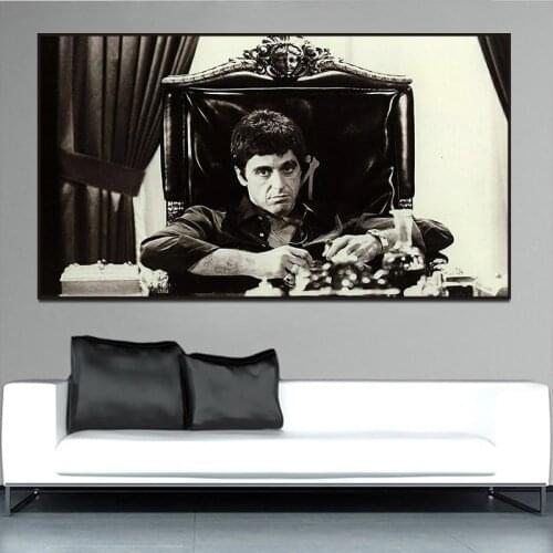 AL PACINO SCARFACE Movie Poster Home Decoration Oil Painting Wall Picture for Living Room Canvas Black and White Pop Art