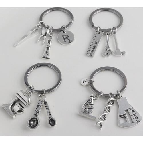SG Newest Fashion 10 Pcs/lot 4 Style Job Occupation Women&Men Keychain Dentist Chef Biochemist Engineer Keyring Key Chains