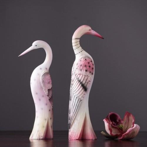 COLORFUL PAINTING VINTAGE CRANE FIGURINE HOME DECORATION CRAFTS RESIN HANDCRAFTS ORCHID ORNAMENT WEDDING DECORATION PARROT MODEL