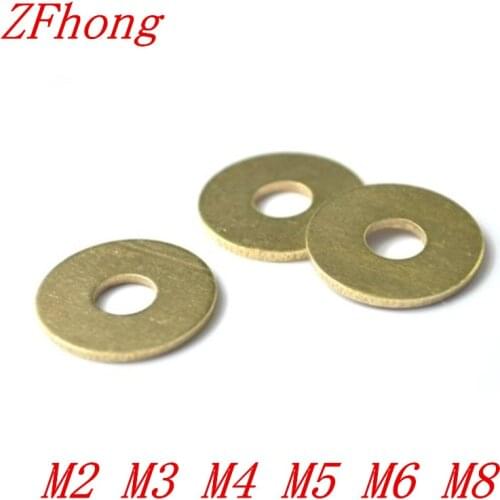 100pcs/lot M2 M2.5 M3 M4 M5 M6 M8 Brass flat washer gasket