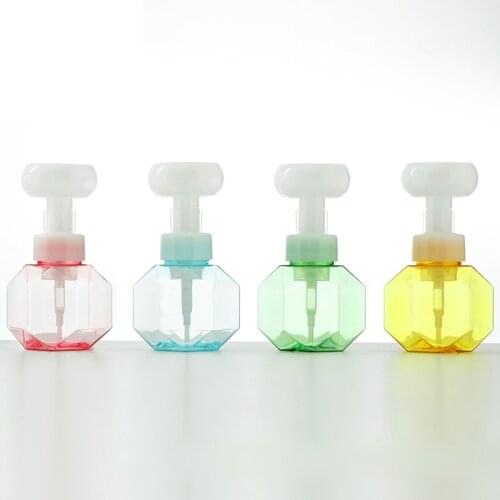 300ML Liquid Soap Foaming Dispenser Flower Shape Sparkling Bottle Foam Pump Bottle Plastic Clear Bathroom Shower Gel Bottle