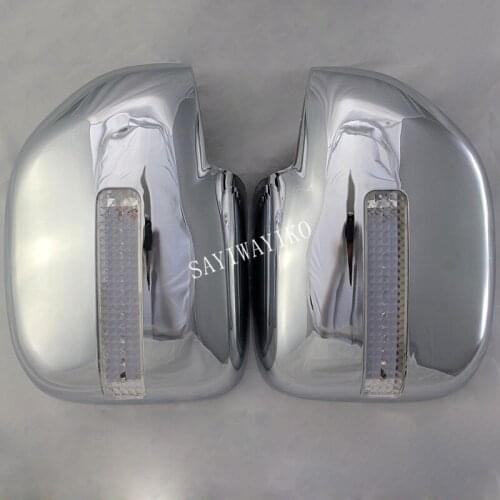 For Toyota Land Cruise 4500 LC100 FJ100 2005-2008 2PCS ABS Chrome plateddoor Rearview door mirror covers with Led