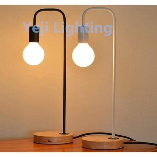 E27 loft Industrial Nightstand Lamps Desk Lamp Table Lamp with Wooden Base Vintage Bedside Lamp for Living Room Office Bedroom