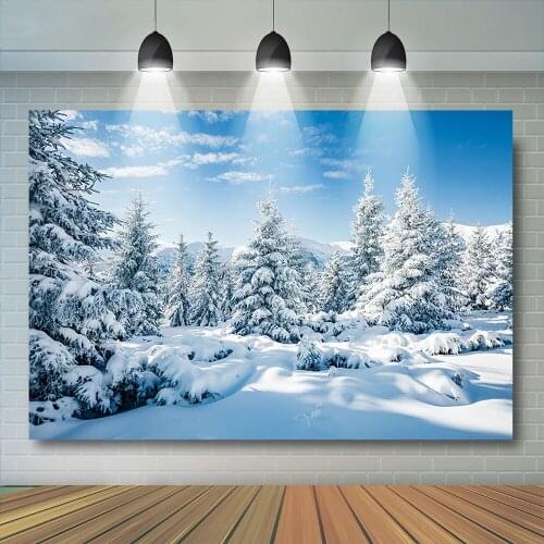 Snowy Forest Backdroop Kids Photocall Christmas Mountain Trees Family Portrait Snowflake Baby Child Photostudio Background