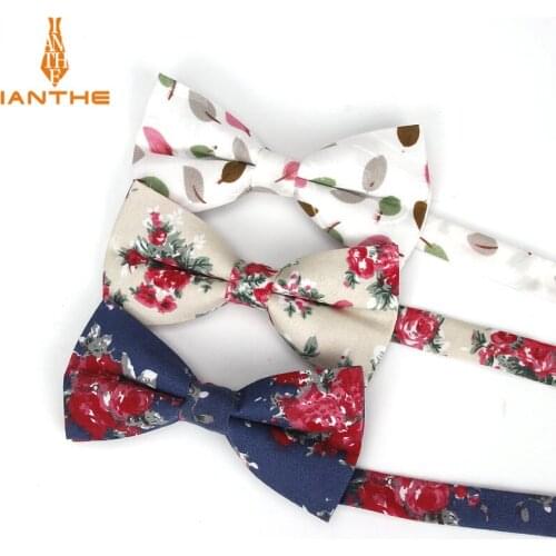 Brand New Men Fashion Rose Print Polyester Bow Tie Wedding Suits Bowtie For Man Male Neckwear Fashion Butterfly Gravatas Necktie