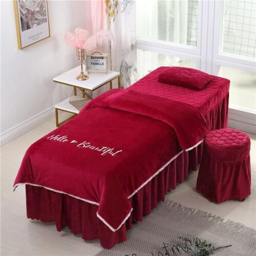 Modern Style Crystal Velvet Tassel Bedding Set 4 5 6 Pcs Massage Spa Beauty Salon Customized Size Duvet Cover Pillowcase